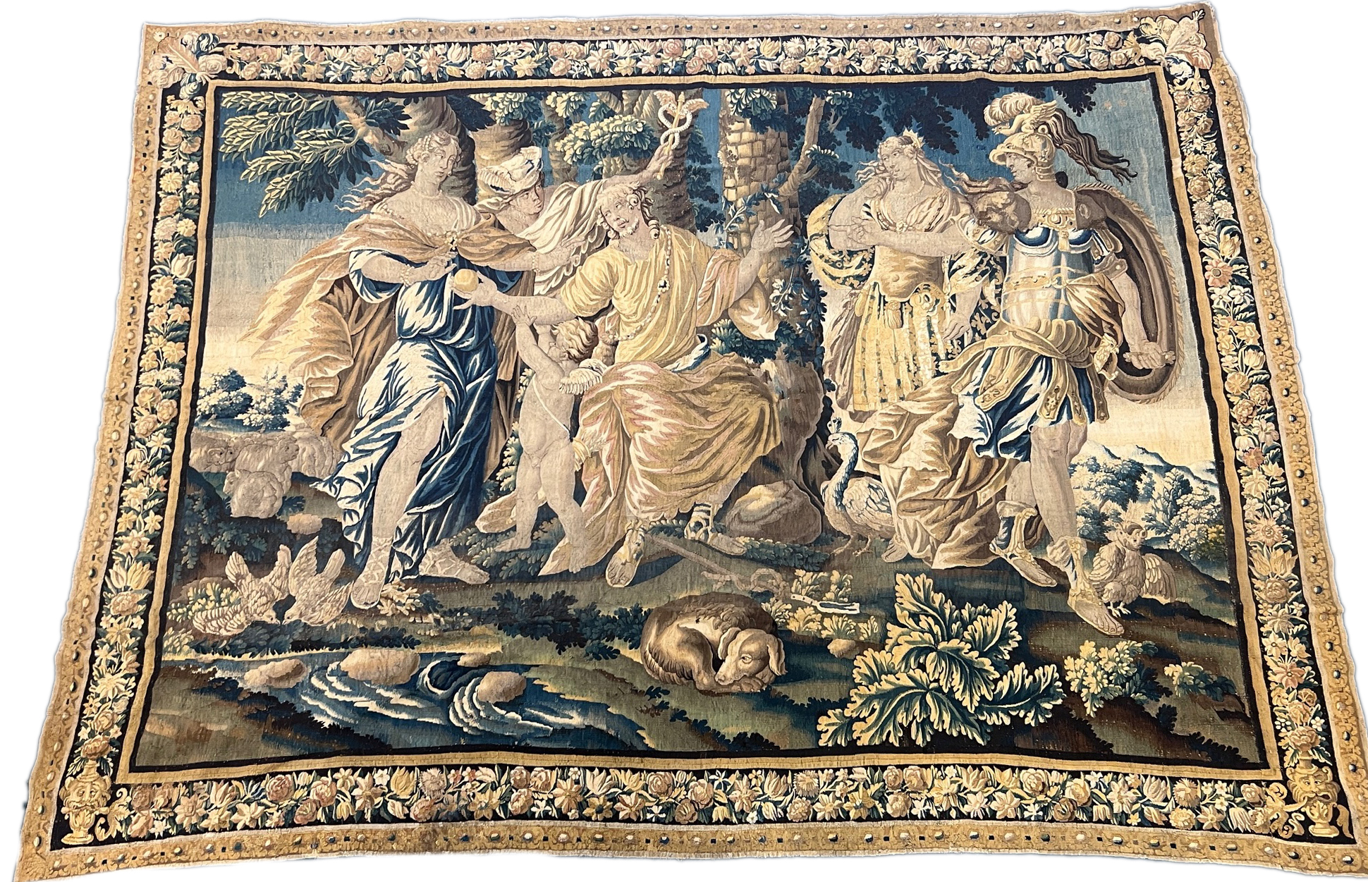 An 18th century Brussels or Antwerp tapestry depicting the Judgement of Paris